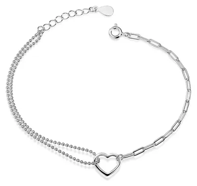 Produktbild von MATERIA by Matthias Wagner Damen Armband Herz 925 Silber Ankerkette Kugelkette 16,5-18,5cm SA-6