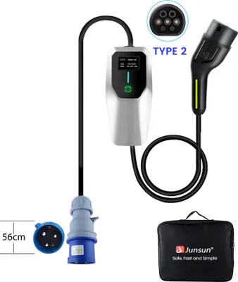 Produktbild von 6/8/10/13/16/20/24/32A Typ 2 EÚ EV nabíjací kábel Schuko pre elektrické autá EV nabíjačka 1 fáza 7KW nastaviteľný prúd Prenosná nabíjačka 5M