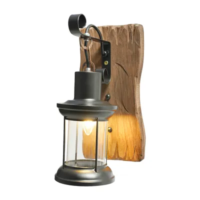 Produktbild von Wandleuchte Retro Wandlampe Vintage Außenwandleuchte Industrielampe Holzleuchte E27 (No Bulb)