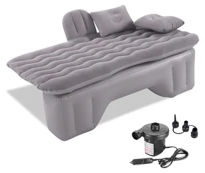 Produktbild von Luftmatratze aufblasbar mit Pumpe, Campingmatratze, grau, 1 Person, für Camping