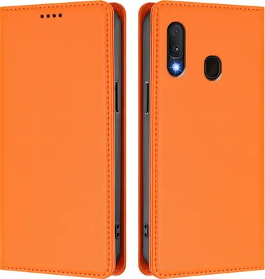 Image de Etui en cuir pour Samsung Galaxy A20E / A10E, étui magnétique en cuirPolyuréthaneavec support Orange