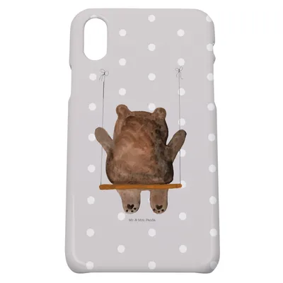 Produktbild von Mr. & Mrs. Panda Iphone 10 Handyhülle Bär Schaukel - Grau Pastell - Geschenk, Cover, X, Handy, Hülle, Teddy