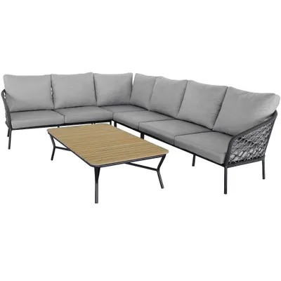 Produktbild von Loungeset Mali 6 -Sitzer bestehend aus: 4 Einzelmodule, Tisch 140 x 80 x 39 cm Aluminium anthrazit Polsterauflagen