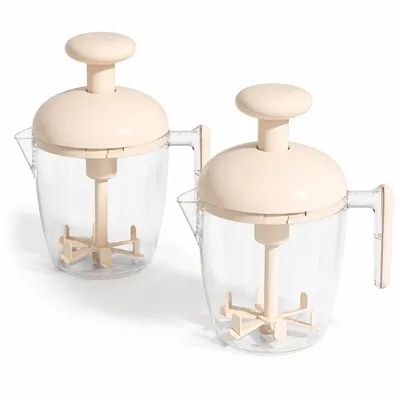 Produktbild von Manueller Eieraufschäumer 2er Set, Handmixer ohne Strom mit 550ml Behälter, selbstreinigender Küchenhelfer für Eier, Sahne, Teig und Getränke