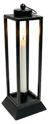 Produktbild von EstiloHome Metall-Laterne Schwarz Matt – Moderne Bodenlaterne für Stumpenkerzen, 39,5 cm