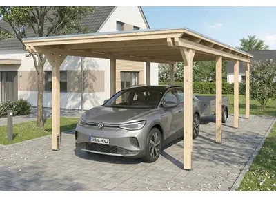 Produktbild von Einzelcarport SKAN HOLZ Emsland inkl. EPDM Folie, Pfostenanker 340 x 846 cm natur