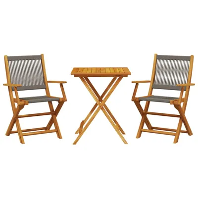 Produktbild von vidaXL 3-tlg. Bistro-Set Grau Polypropylen und Massivholz