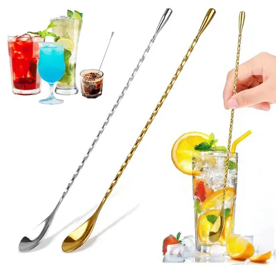 2 Barlepels 30 cm Edelstahl Cocktailrührer Silber Gold