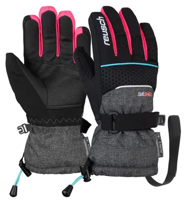 Image de Gants de gardien Reusch Connor R-TEX XT Junior, en matériau imperméable et respirant, couleur noir/noir mélangé/rose. (Taille 6)