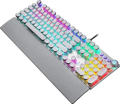 Produktbild von Wolf Spider AULA F2088 Kabelgebundene mechanische Tastatur mit 104 Tasten, 22 gemischte Lichteffekte | Metallplatte | Mit magnetischer Handballenauflage | Blaue Schalter (gemischtes Licht)