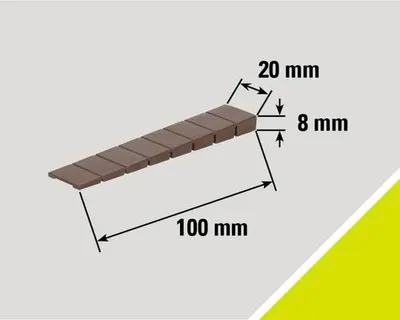 Obrázek produktu pro Plastový klínek 8x20x100mm, hnědý, 4 ks