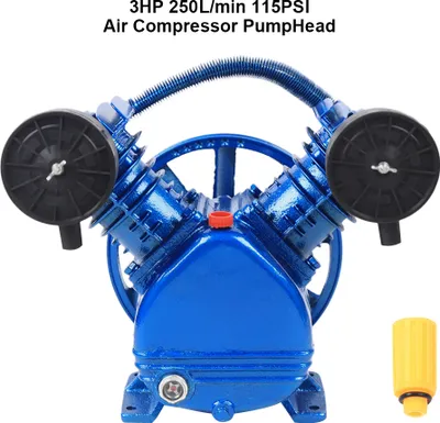 Produktbild von 2 Zylinder Druckluftkompressor Pumpenkopf Einstufig Luftkompressor Pumpenkopf für Fabrik 2200W 250L/min 8bar 1050U/Min