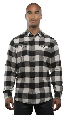 Immagine prodotto di Burnside - Camicia da uomo, tessuto intrecciato, flanella LT4188 (XXL) (Ecru/Nero)