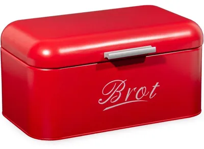 Produktbild von Brotkasten mit Deckel aus Metall, Retro Design Rot, 31cm
