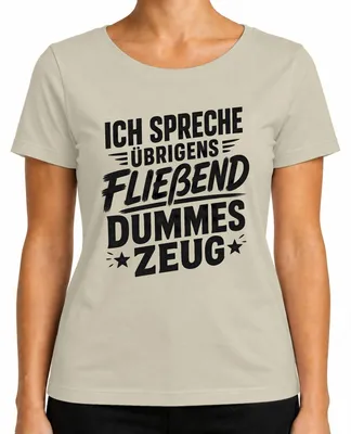 Immagine prodotto di Maglietta da donna con scritta "Parlo fluentemente sciocchezze", stile sarcastico, taglia XL, colore naturale