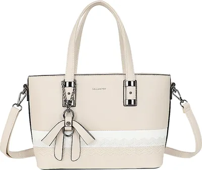 Produktbild von Gallantry, Shopper Damen mit Lochmuster, Wellenmotiv, Schleife und Schulterriemen, Beige