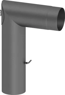 Produktbild von Ø 200 mm Ofenrohr Bogen zweiteilig lang - mit Tür und Drosselklappe - gussgrau