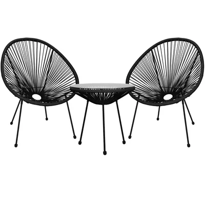 Produktbild von Springos® Gartenstühle Acapulco 2-er-Set PE-Rattan inklusiv Glastisch