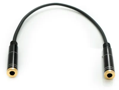 Produktbild von SYSTEM-S Audio Kabel 20 cm Stereo AUX Klinke 3,5 mm Buchse zu Buchse in Schwarz