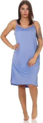 Produktbild von Damen Nachthemd Sleepshirt Nachtwäsche Sommer ohne Ärmel; Blau M