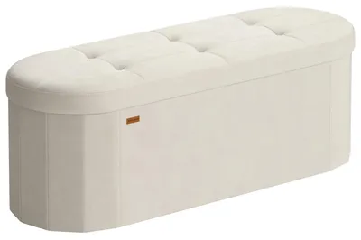 Obrázek produktu pro Úložná lavice – taburet/podnožka – 110 l – látkový potah – dřevěný rám – čalouněná – béžová
