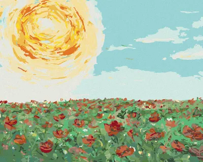 Produktbild von Zuty - Malen nach Zahlen - SONNE ÜBER EINEM MOHNFELD, 40x50 cm, mit Keilrahmen (bereits gespannt)