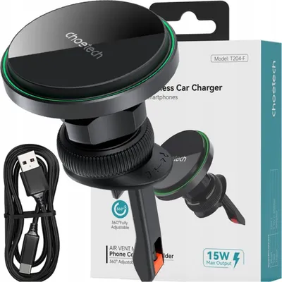 Immagine prodotto di Choetech T204-F Supporto per auto con ricarica wireless da 15 W per griglia di ventilazione - nero