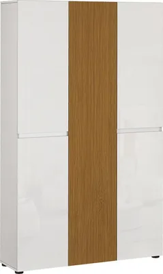Produktbild von Dmora Mehrzweckschrank Palasio 120x200 cm, Hochglanz Weiß, 20 Regale, Schubladen