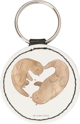 Produktbild von Mr. & Mrs. Panda Anhänger Otter Herz - Weiß - Geschenk, Seeotter, kleiner schlüsselanhänger, schlüssel, Taschenanhänger, schlüsselbund, Liebe