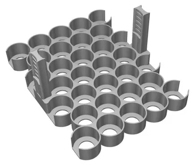 Produktbild von Farbhalter für 32 Farbfläschchen, 26 mm – grauer Kunststoff, mobil