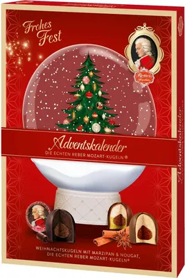 Produktbild von Reber Mozart Adventskalender mit echten Mozartkugeln, Marzipan & Nougat | 480g