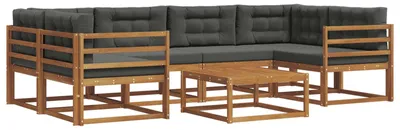 Produktbild von vidaXL Outdoor-Sofagarnitur mit Kissen 7 pcs Natur und Anthrazit