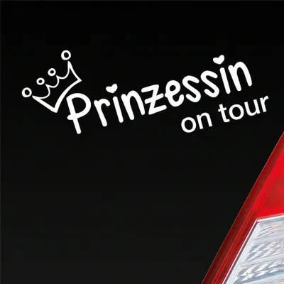 Produktbild von Auto Aufkleber Prinzessin on tour Krone Mädels 20x10 cm Weiss Glanz Sticker Heckscheibenaufkleber