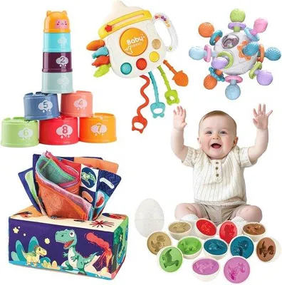 Productafbeelding van Montessori Speelgoed voor baby's en Peuters - 5-in-1 Sensory Toys en Stapelbekers voor Kinderen