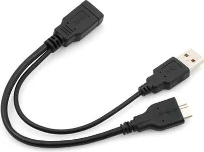 Produktbild von System-S USB 3.0 OTG Host Kabel 2 in 1 USB A zu Micro USB 3.0 & USB A Host Datenkabel 20 cm
