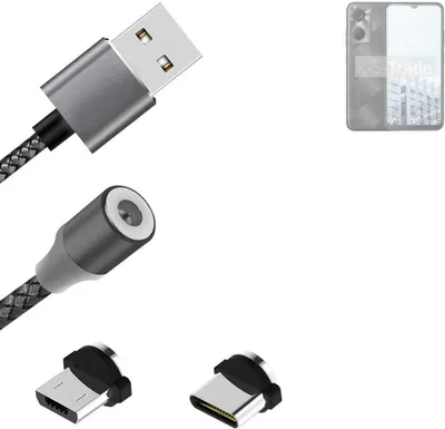 Produktbild von K-S-Trade Hochwertiges Magnet-Lade-kabel Sync-Kabel Daten-Kabel für Tecno Pop 6 Pro mit USB-Typ-C-Anschluss und Micro-USB-Anschluss 2A bis zu 480mbps