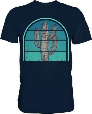 Produktbild von Retro Kaktus T-Shirt – Navy / 4XL