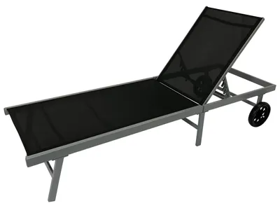Produktbild von Rollenliege 200cm Aluminium silber Textilgewebe schwarz