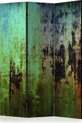 Produktbild von 3-teiliger Doppelseitiger Vlies Paravent - Emerald Mystery 135x172 cm Muster f-B-0093-z-b
