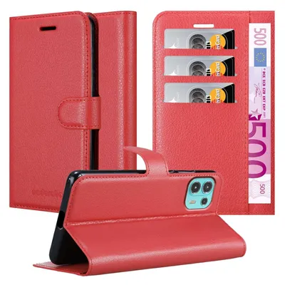 Immagine prodotto di Cadorabo custodia per Motorola EDGE 20 LITE / FUSION cover protettiva in rosso custodia per cellulare cover chiusura magnetica