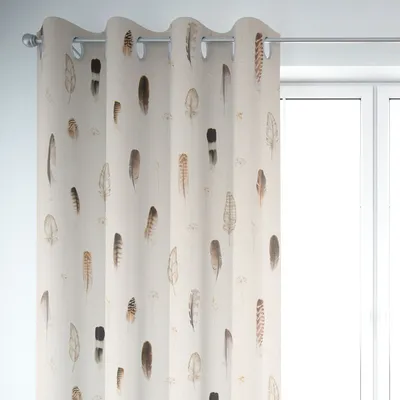 Produktbild von SCHÖNER LEBEN. Vorhang Digitaldruck Federn creme braun 245cm Aufhängung Ösen