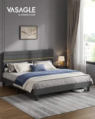 Produktbild von VASAGLE Doppelbettgestell, 180 x 200 cm, geräuscharm, verstellbares gepolstertes Kopfteil, Bettrahmen, robust, mehrfachgrößen-Option