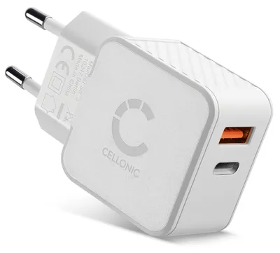 Immagine prodotto di CELLONIC Caricatore USC C & USC A da muro doppia uscia per maggiore flessibilità di impiego, PD 20W, per cellulari smartphone tablet e altri dispositivi - colore bianco