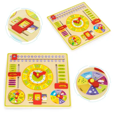 Obrázok produktu pre Drevená edukačná manipulačná tabuľa, kalendárové hodiny ECOTOYS