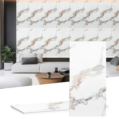 Produktbild von Vigevee Wandpaneele 120×60 cm, weiß-goldener Marmor-Verbundwerkstoff – 20er-Set