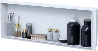 Produktbild von VILSTEIN | Duschnische 30x90 cm | Unterputz | Wandnische Weiß | Randloses Duschregal