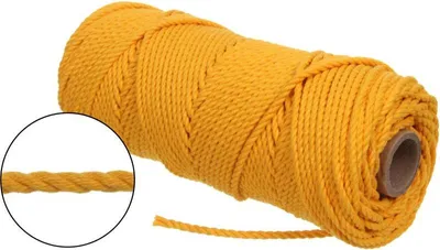 Produktbild von Makramee-Seil 3mm 100 m 3PLY Natürliche Baumwollfaden Baumwollkordel Baumwollschnur - Traumfänger, Blumentöpfe, Häkeln (Gelb)