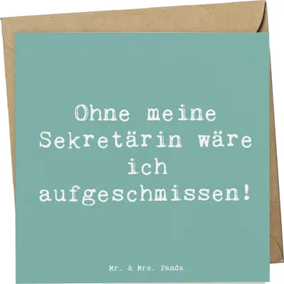 Produktbild von Mr. & Mrs. Panda Klappkarte Spruch Sekretärin Helfer - Meeresbrise - Geschenk, Berufe, doppelkarte, Beruf, Grußkarte, handgefertigte Geschenke, anlasskarte, mit Herz