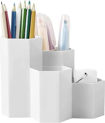 Image de Porte-stylo multifonctionnel - Papeterie - 1 pièce - blanc - plastique