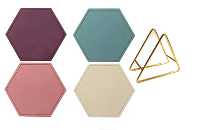 Platzsets aus Silikon, 4er-Set, sechseckig, hitzebeständig, rutschfest